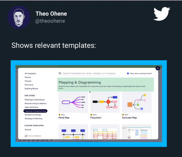 Show relevant templates.