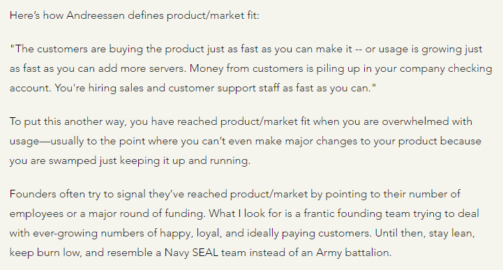 Definition of Product/Market Fit